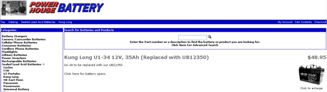 Kung Long U1-34 12V, 35Ah (Replaced with UB12350)